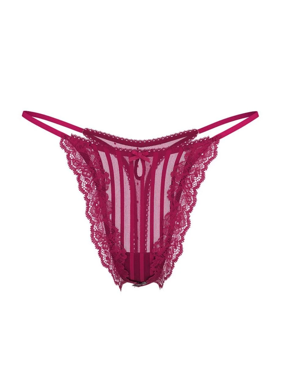Трусики-стринги женские кружевные Lacie Sheer Heritage String Thong Panty бордовые XL Victoria's Secret (401238587)