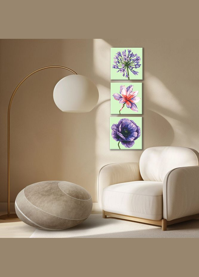 Картина по номерам, комплект из 3-х картин Лиловые лепестки см. (RB-1149) Riviera Blanca (335413769)