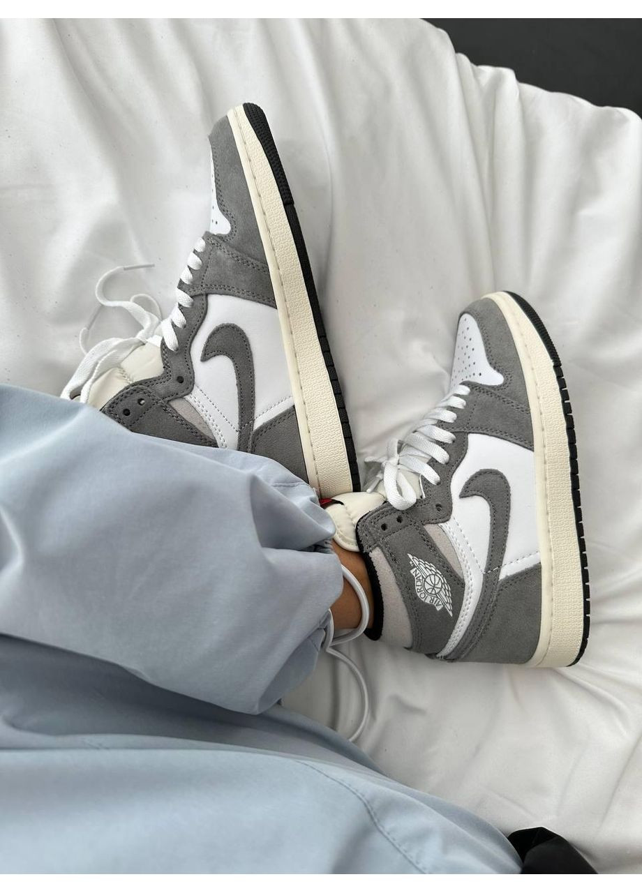 Білі Осінні кросівки чоловічі nike air jordan 1 high washed heritage найк аір джордан No Brand