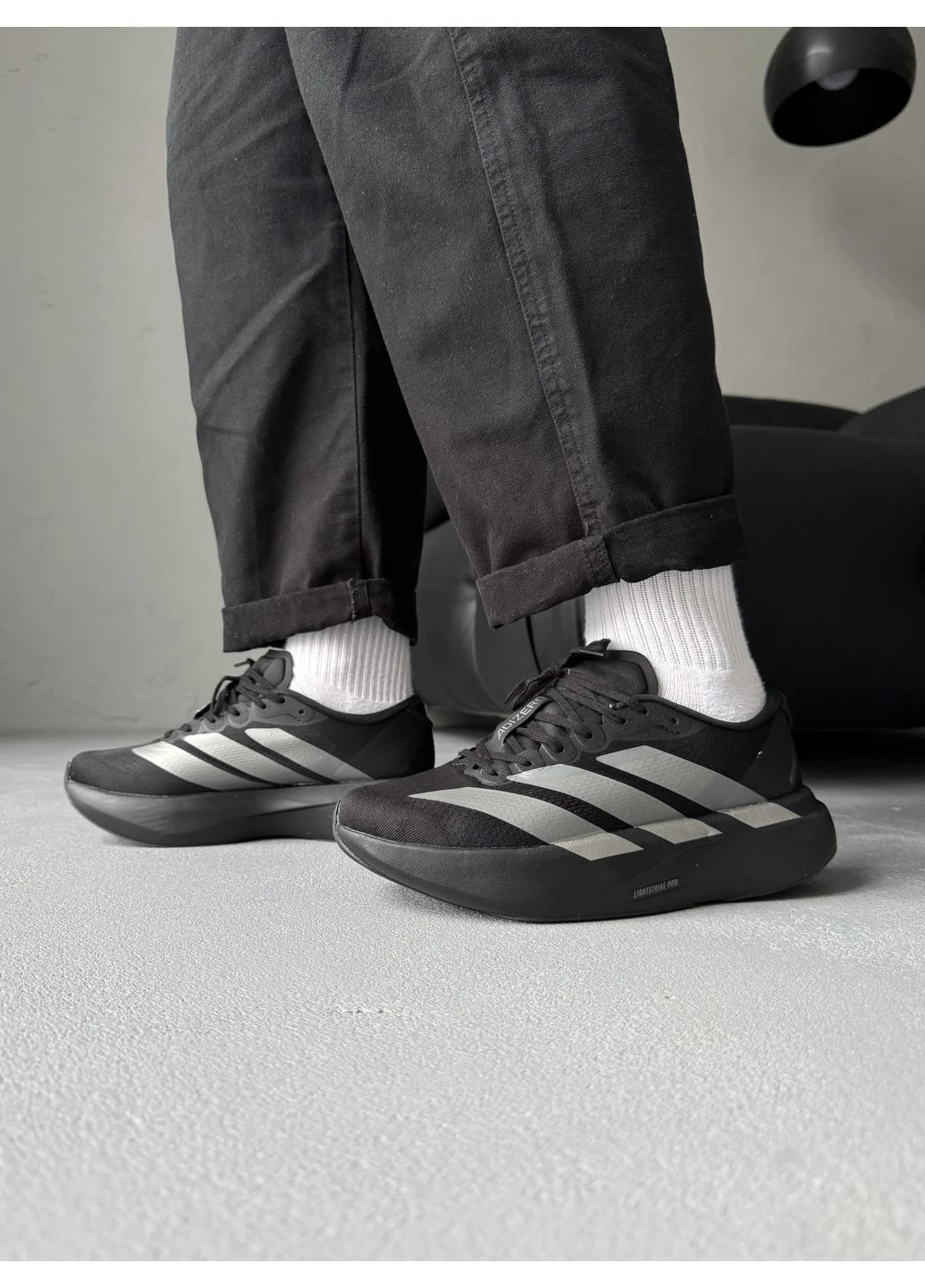 Черные летние кроссовки adidas adizero evo sl black адидас адизеро No Brand