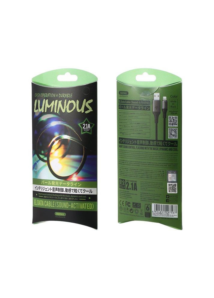 Кабель светящийся Lightning EL (Sound-Activated) RC-133i |100см,2.1A| Remax (337351180)