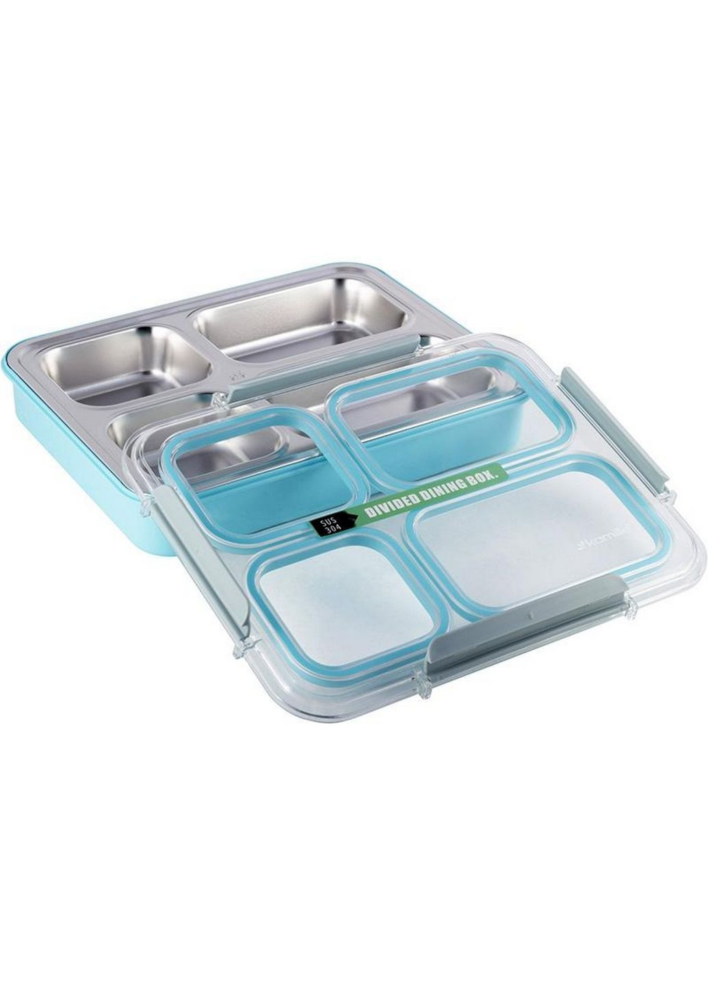 Ланч-бокс Snack на 4 секции, пластик и нержавеющая сталь 1800 мл Kamille (289364262)