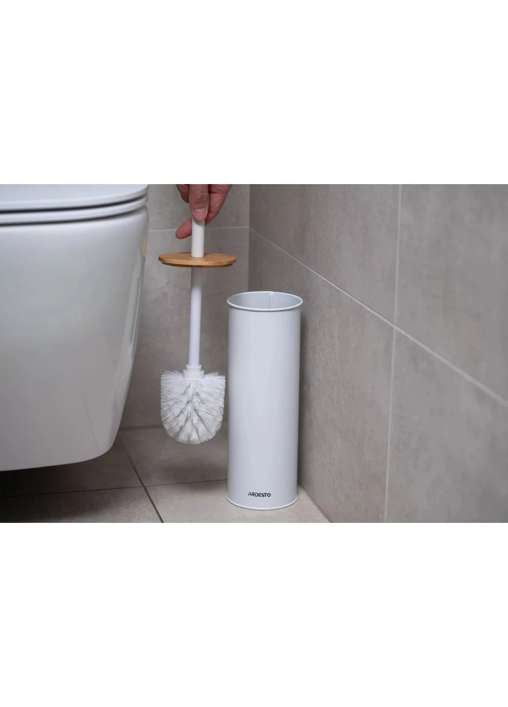 Набір йоржик для унітазу з підставкою Minimalism ARHB3503WB 9.5х27.5х38 см білий Ardesto (386543378)