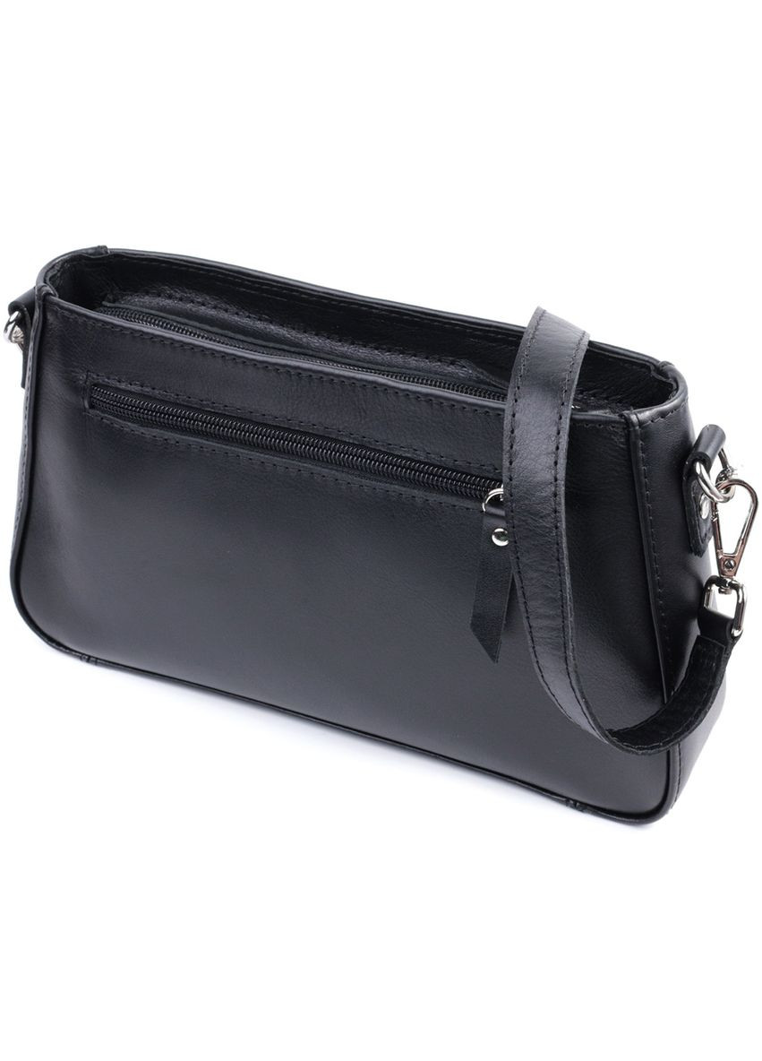 Жіноча сумка багет з ланцюжком і ремінцем з гладкої натуральної шкіри 22838 Чорна Shvigel (329151771)