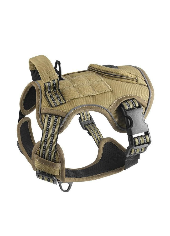 Шлея для собак с сумочкой и светоотражающей лентой, регулируемая, S Коричневый Duomm (373444016)