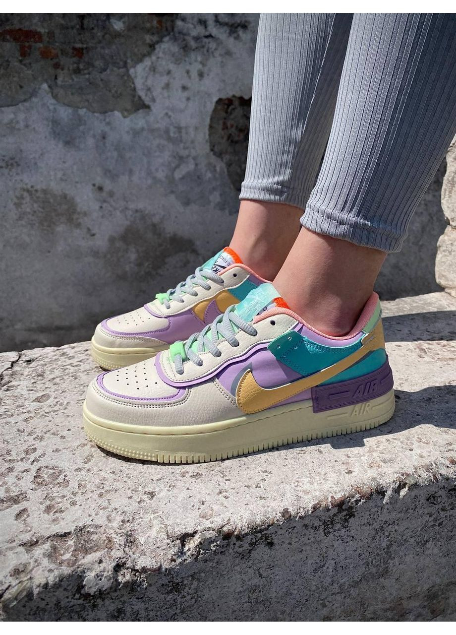 КРОССОВКИ ЖЕНСКИЕ NIKE AIR FORCE 1 SHADOW PALE IVORY 2.0 НАЙК АИР ФОРС 1 ПРЕМИУМ No Brand комбинированные демисезоны (368862141)