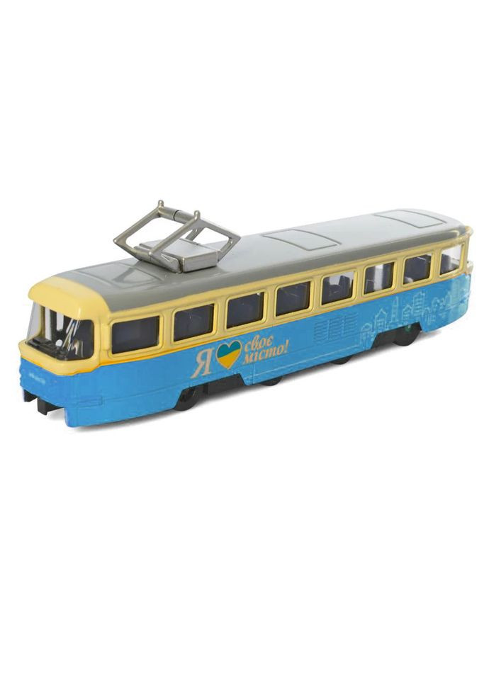 Моделька АвтоХит Трамвай 1:70 металлический инерционный голубой 18.5 см (M5660BL) MFC (365547660)