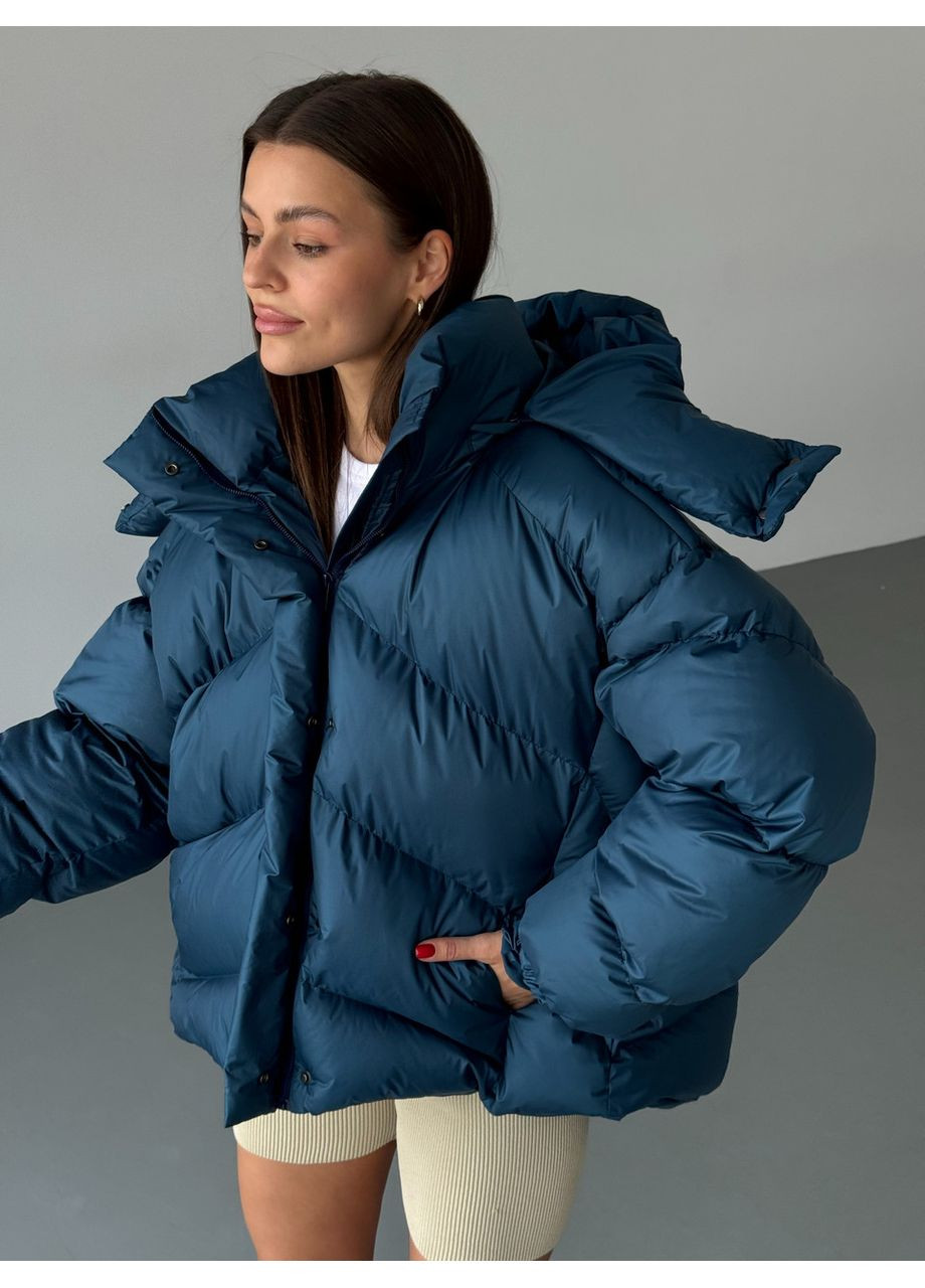 Синий Пуховик No Brand