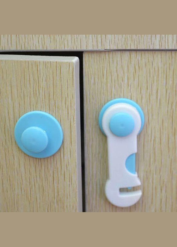 Замок крючок, блокиратор для детской безопасности. Голубой No Brand (328600371)