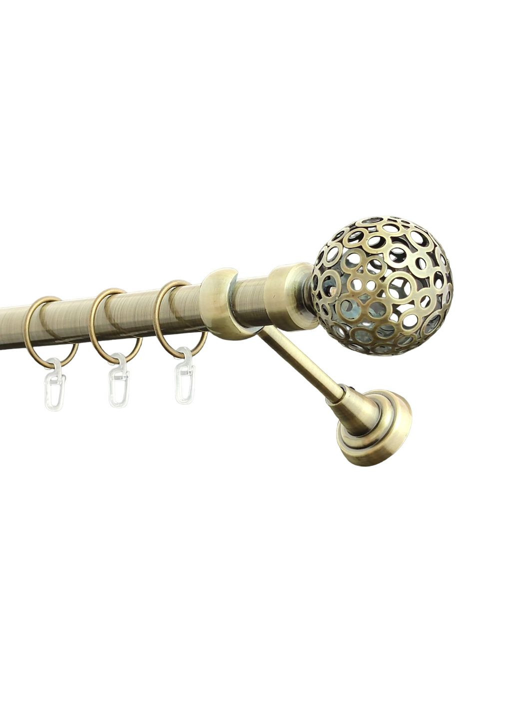 Карниз для штор Шар металевий однорядний гладка труба кільце металеве Антик 25 мм 240см ORVIT (299335143)