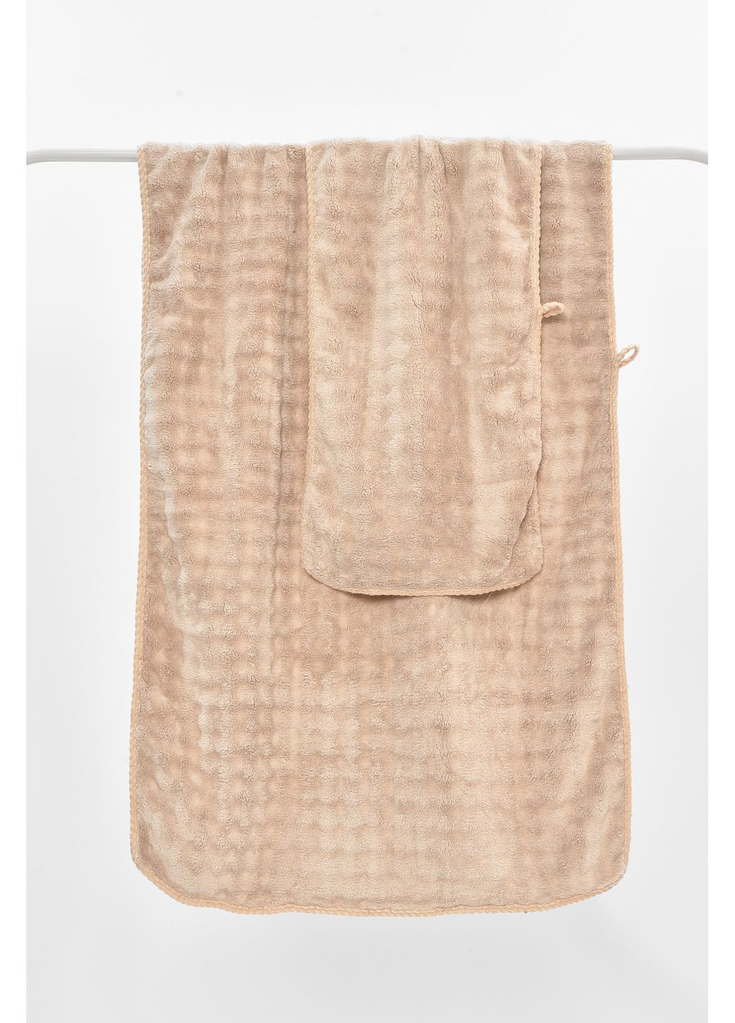 Набор однотонных полотенец из микрофибры банное+для лица светло-бежевого цвета Let's Shop однотонный светло-бежевый