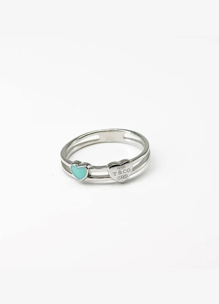 Срібна каблучка без каменів Серце з Емаллю 16.5 розмір срібло 925 проби Родоване к23/1029 No Brand (313452964)