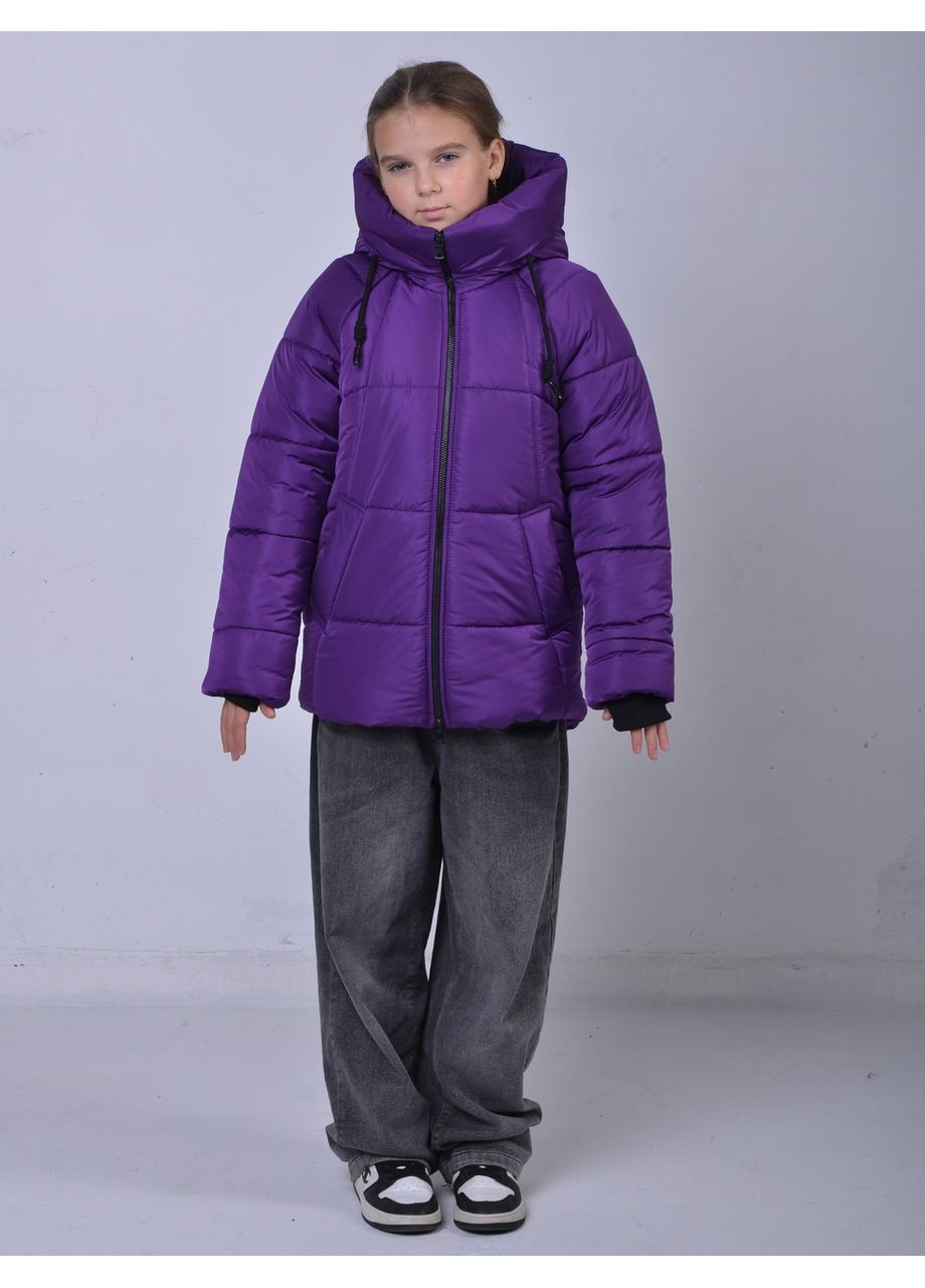 Фиолетовая зимняя куртка зимняя пуховик на флисе для девочки 10-15 лет теплая парка для подростков девушек зима 152 No Brand