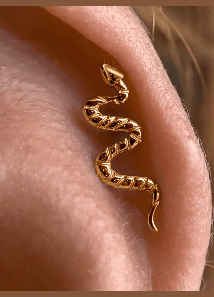 Золота сережка для хеліксу Змія (з40075шт) IRIJ (331017289)