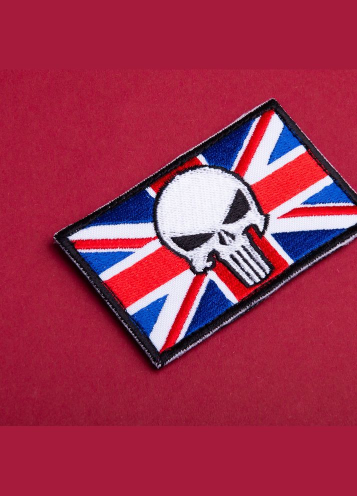 Набір шевронів 2 шт. з липучкою Череп Карателя на Прапорі Великобританії, прапор Англії, вишитий патч нашивка 5х8 IDEIA (300229106)