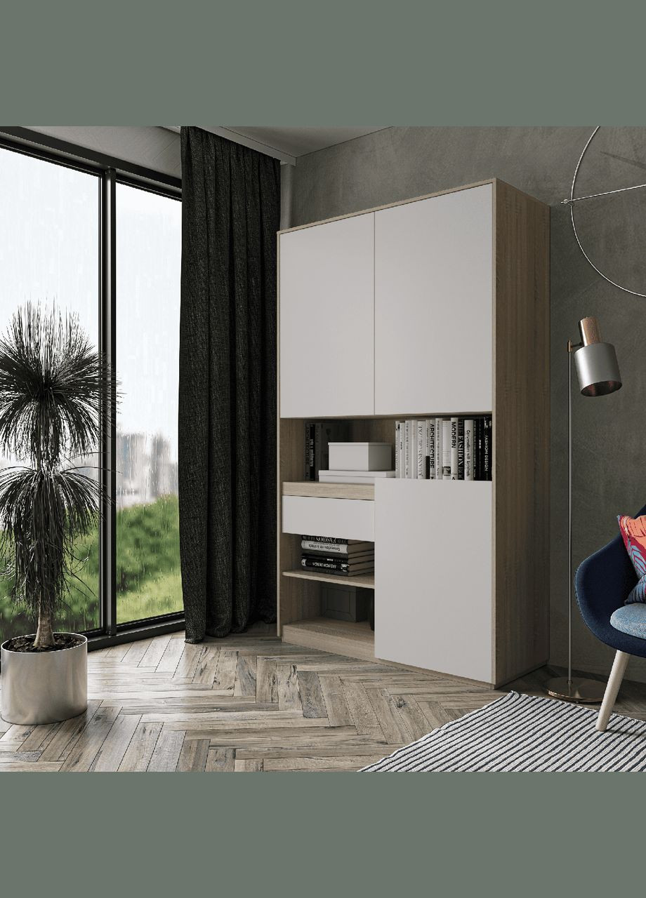 Шкаф распашной для книг и документов RS-1 от Дуб Сонома/Белый MORELI (335423734)