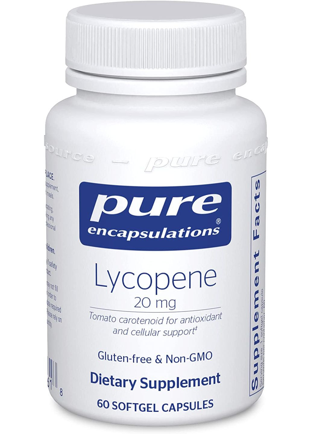 Лікопін, Lycopene,, підтримка передміхурової залози, клітин та жовтої плями, 20 мг, 60 гелевих капсул Pure Encapsulations (367988559)