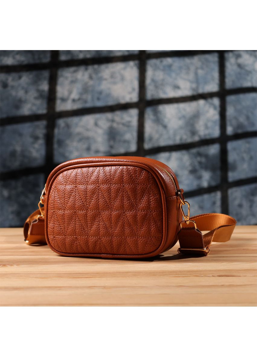 Стьобана сумка для жінок з натуральної шкіри 22899 Рудий Vintage (360919631)