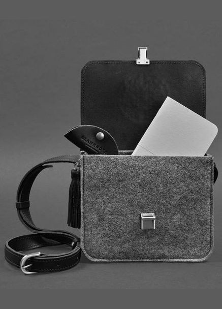 Фетрова сумка жіноча через плече бохо Лілу зі шкіряними чорними вставками BlankNote (302007968)