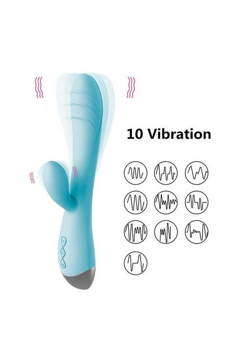 Голубой вибратор кролик для клитора и точки G USB – Вибраторы No Brand (369152908)