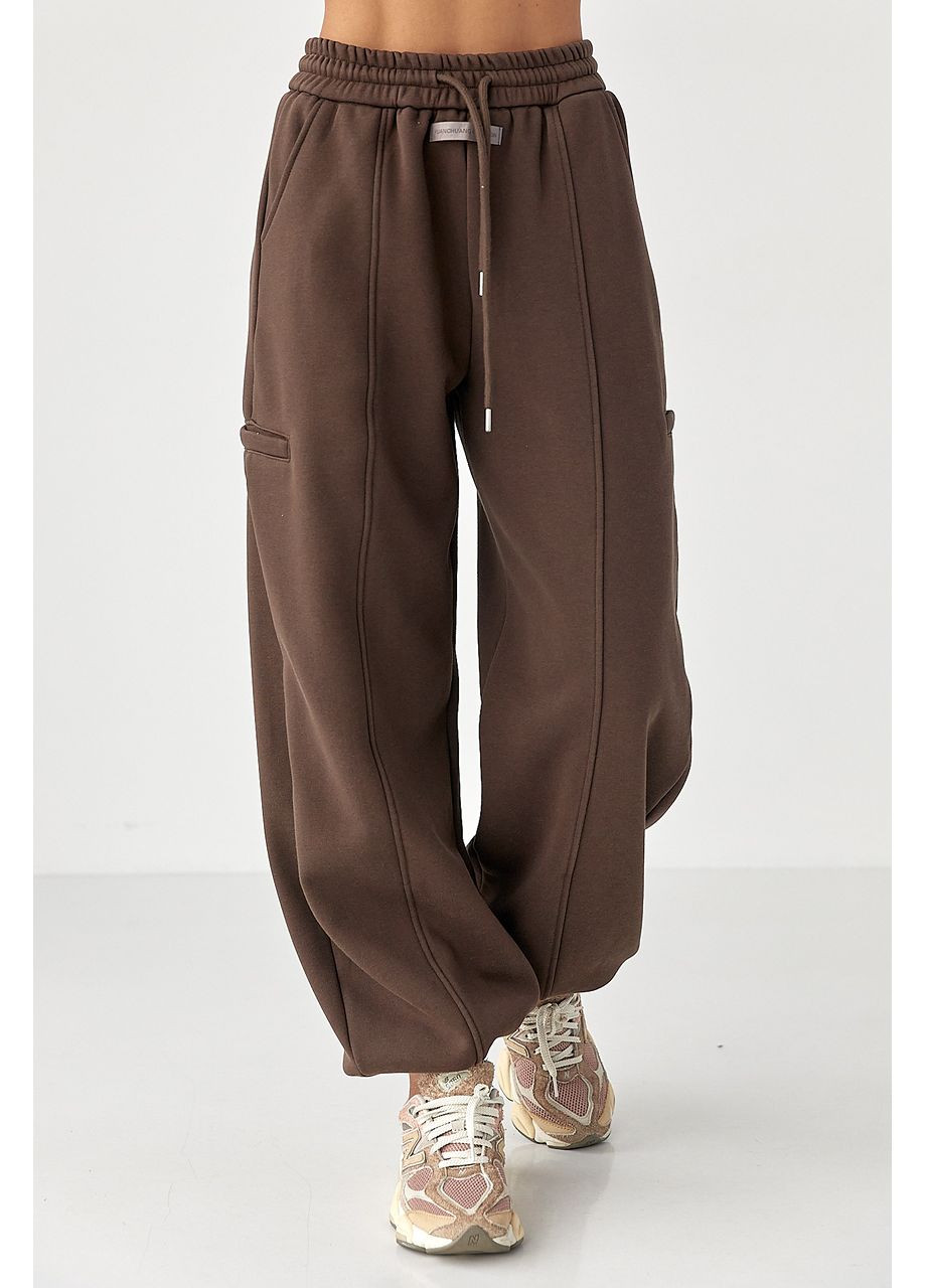 Однотонные теплые спортивные штаны с затяжками внизу Lurex (368276476)