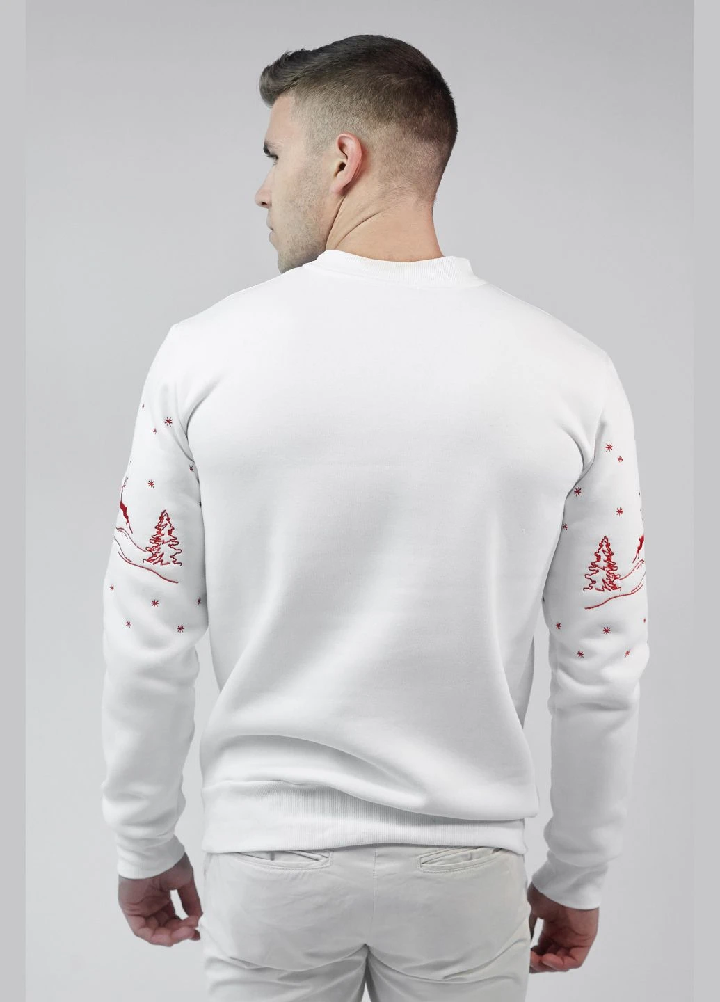 Білий різдвяний чоловічий світшот з оленями white ukrs-9917 ukrglamour УкрГламур (388115562)