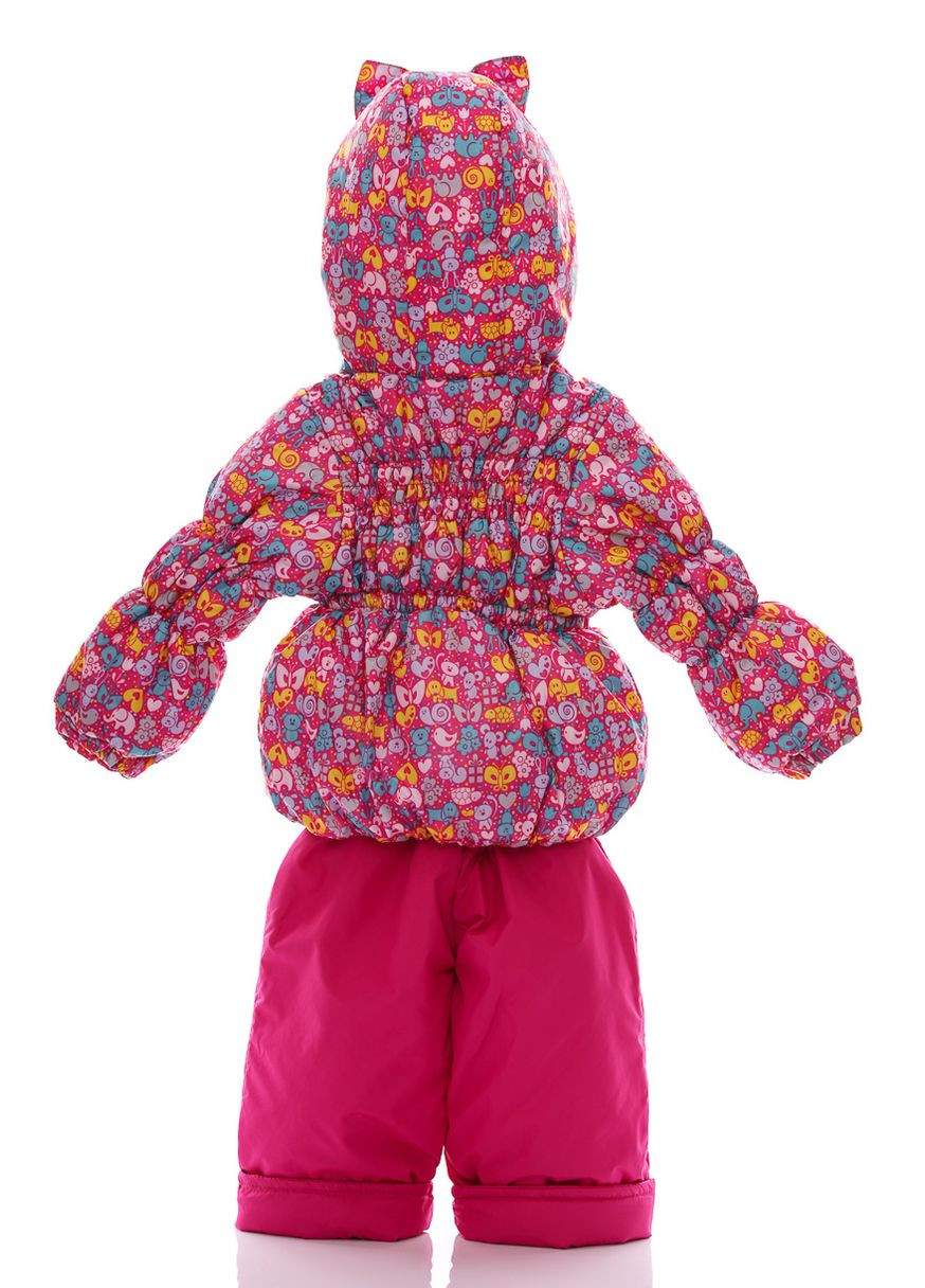 Красный демисезонный комбинезон на флисе для девочки с животными ноль кроха малиновый 86 см (27988) BABYKROHA