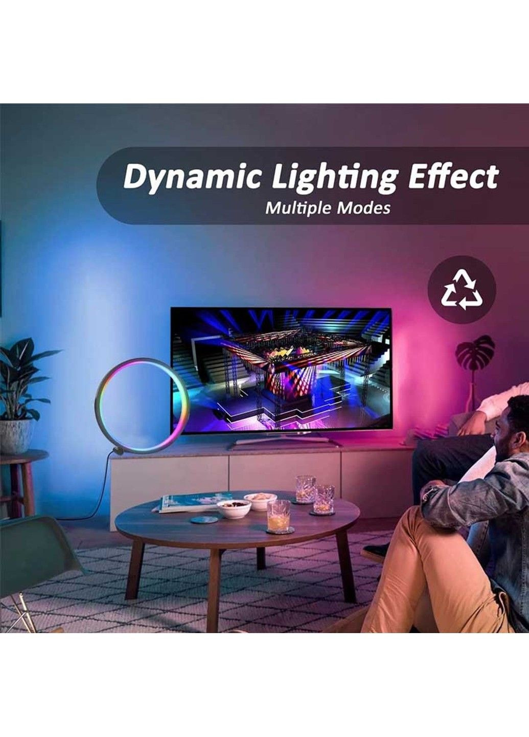 Уцінка Настільна LED лампа RGB Intelligent circular atmosphere light Bluetooth USB with app Epik (294207390)