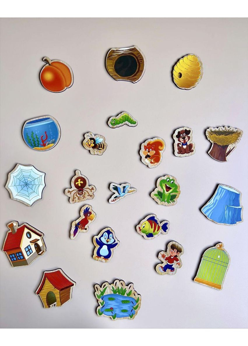 Сортер вкладиш "Хто де живе?" дерев'яний (ПСД059) Ubumblebees (362433082)