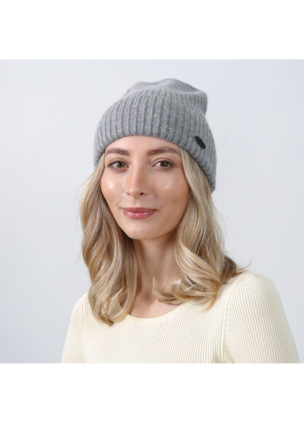 Шапка біні жіноча вовна сіра FREDERICK LuckyLOOK 225-282 (367992017)