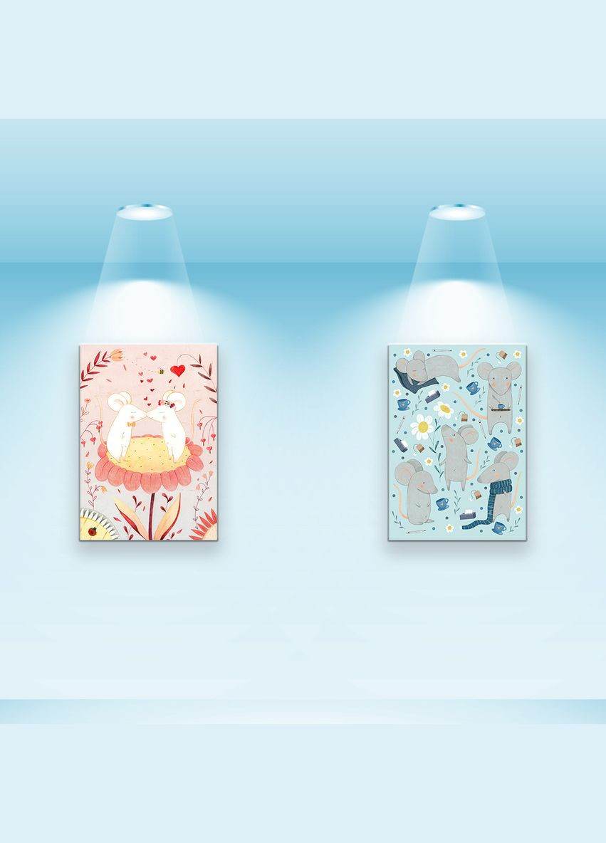 Набір постерів Романтичні мишки (PS-075) 2 шт в наборі Riviera Blanca (297649298)
