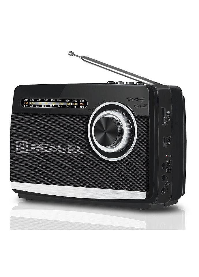 Радіоприймач 1.0 X-510 Black, 3 Вт, пластиковий корпус, FM/AM/SW, USB, SD/microSD, акумулятор, ліхтарик Real-El (362474784)