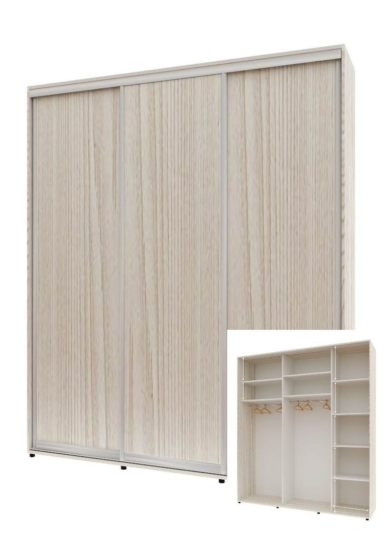 Шафа-купе тридверна 180*45*240 см Дуб Білений 3 двері ДСП Стандарт Комфорт Меблі (360429659)