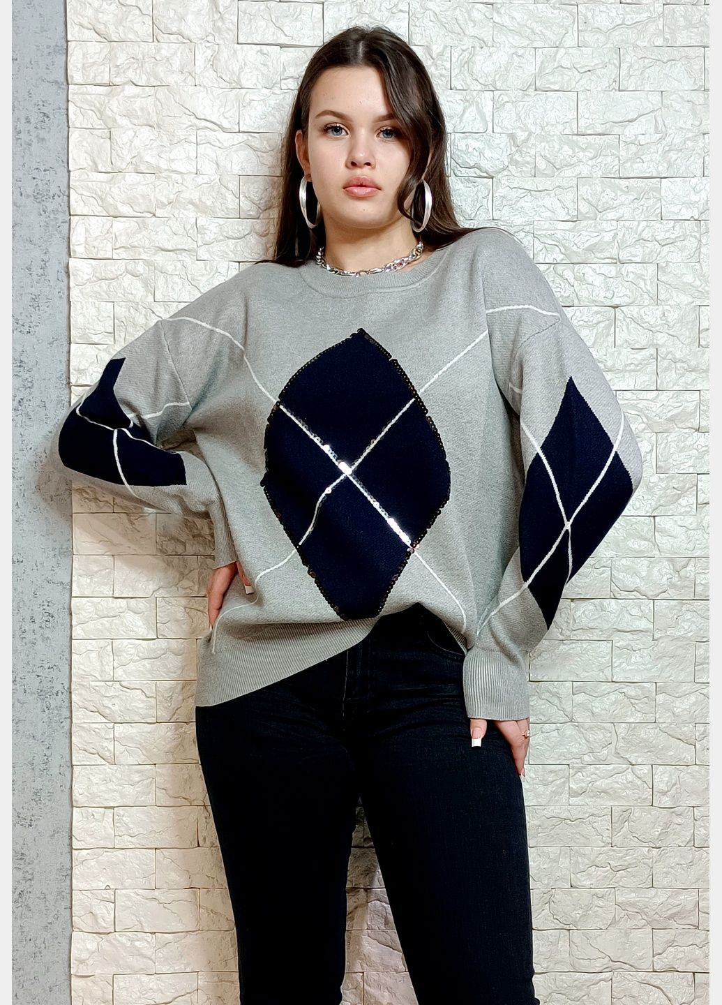 Сірий зимовий светр джемпер Lazy Girl