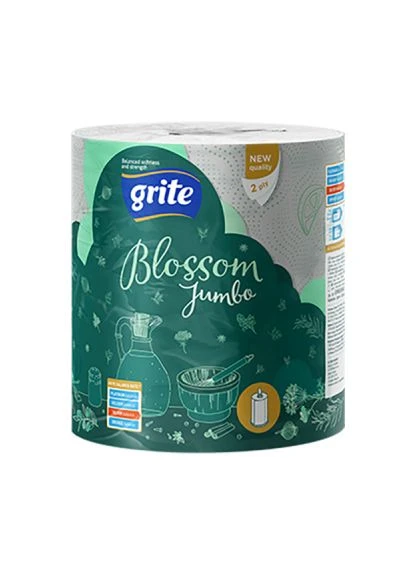 Бумажные полотенца Blossom Jumbo 2 слоя 1 рулон (4770023348774) Grite Blossom Jumbo 2 слоя 1 рулон (389567614)