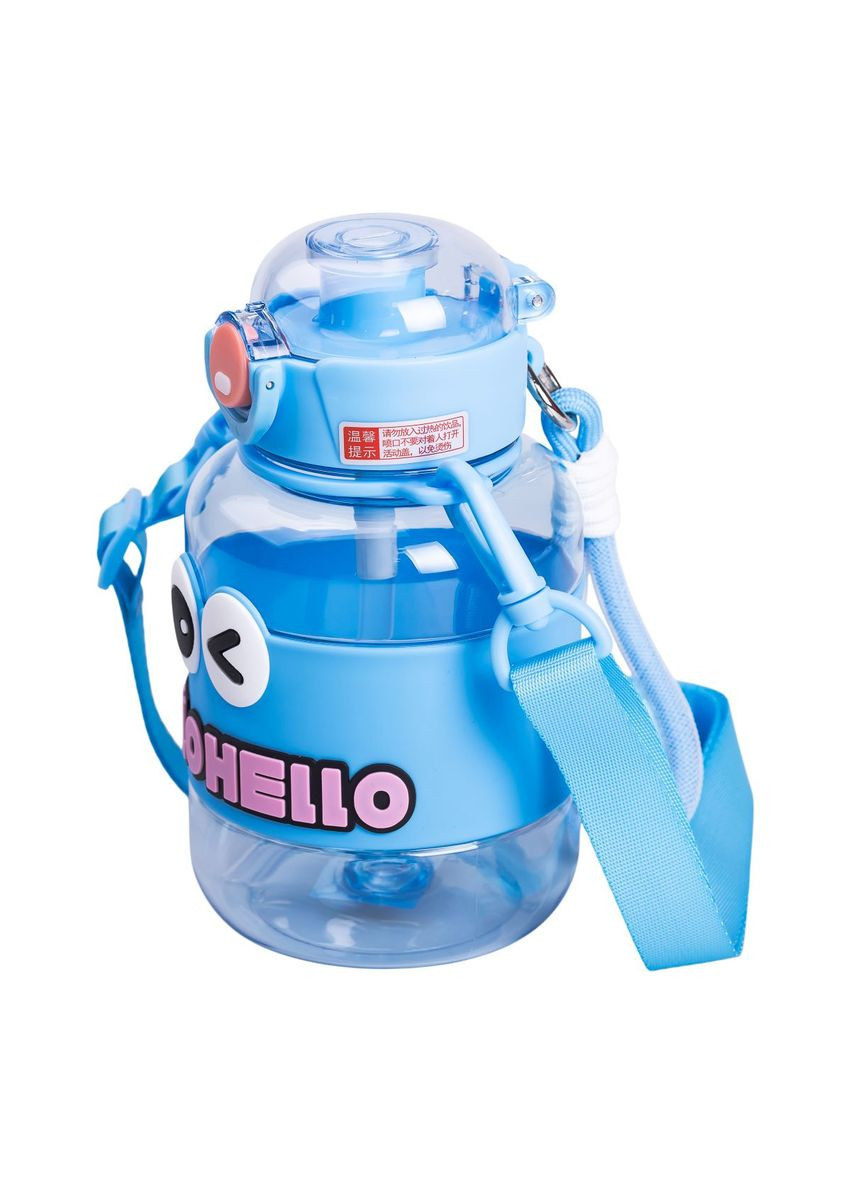 Пляшка для води дитяча з трубочкою 680 мл з ручкою та ремінцем Синя HP-14-46BL Jooki (358706651)