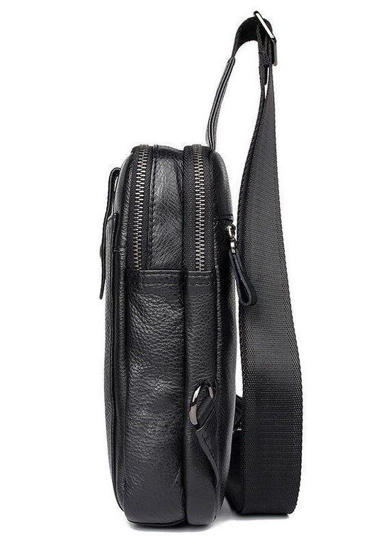 Сумка слинг мужская кожаная через плечо черная размер 15х25х4 см 14950 Vintage (362417847)