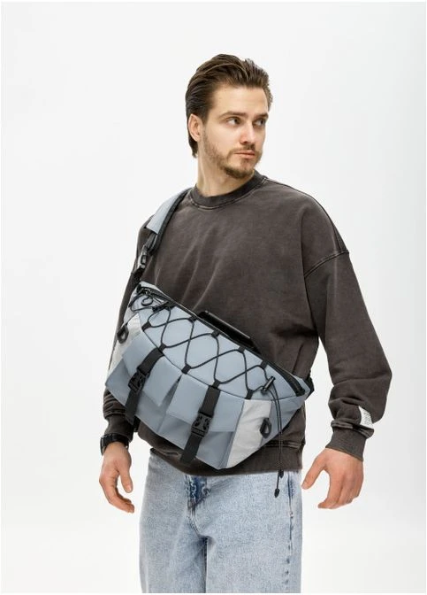 Мужская сумка-бананка под ноутбук Urban Pro голубая 46х26xсм Sambag (399207807)