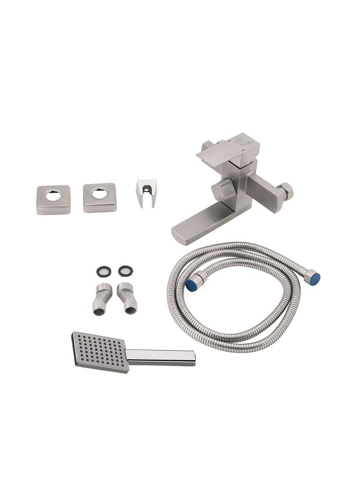 Змішувач для ванни Kubis з поворотним виливом (з душовим гарнітуром) (k35) LDKUB006NKS28536 Nickel LIDZ 006 (346492344)