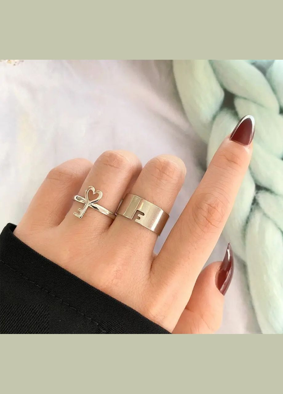 Набір кілець 2шт ключик із серцем регульовані парні кільця для двох No Brand (340463776)