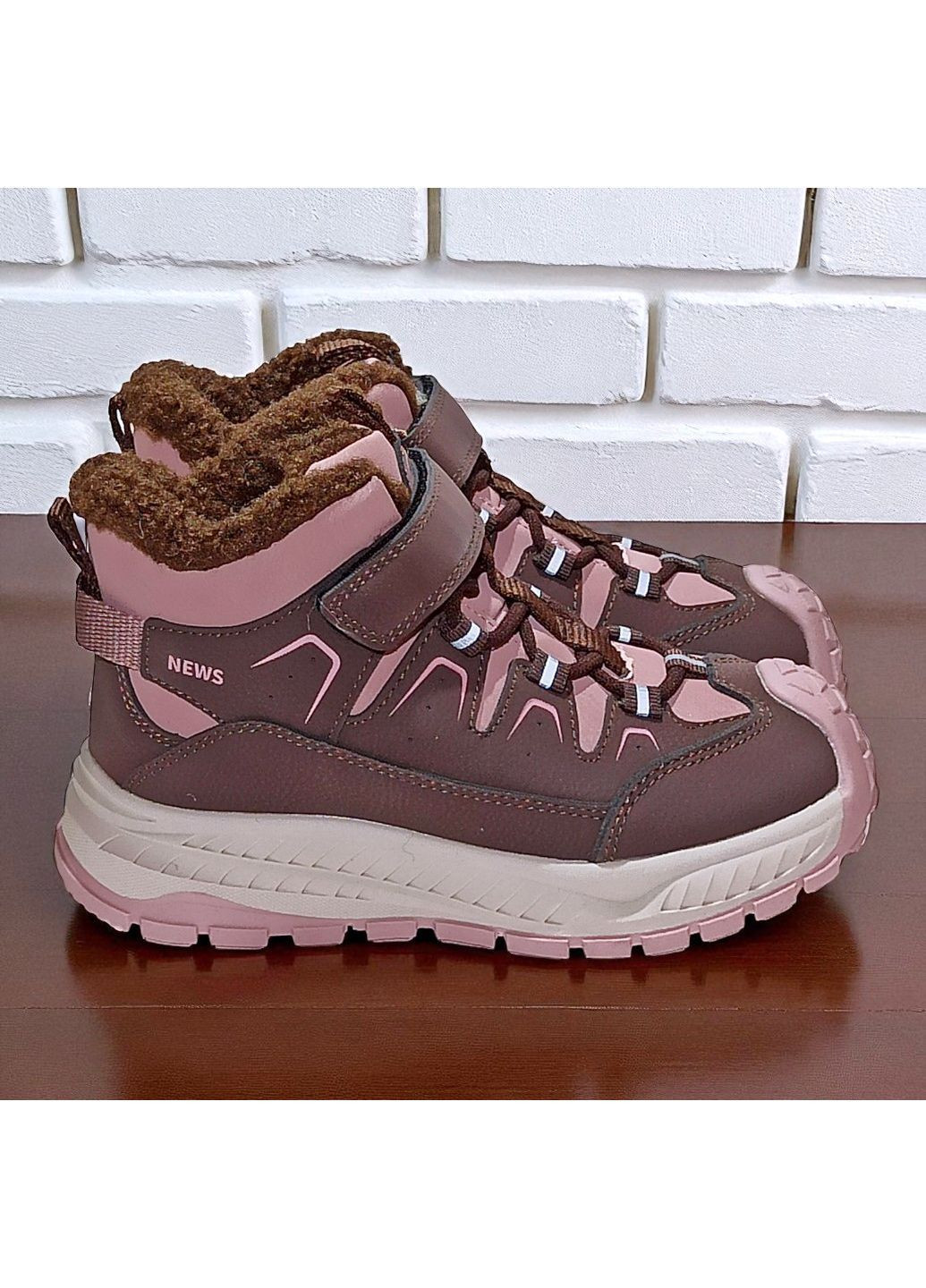 Розово-лиловые спортивные, повседневные, кэжуал зимние зимние ботинки для девочки дутики термоботинки на овчине зимние хайтопы липучках Tom.M