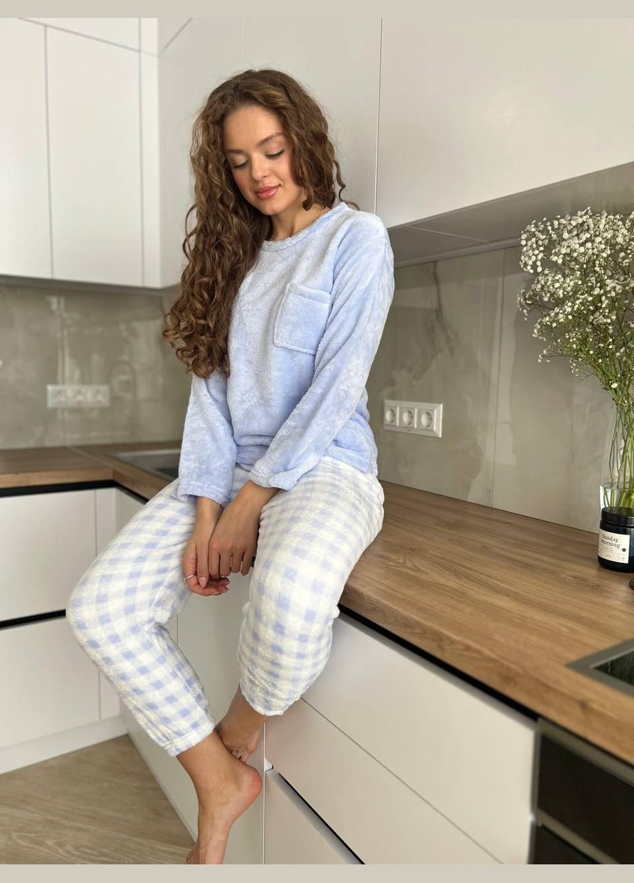 Голубая зимняя пижама женская голубая m (2530) GT