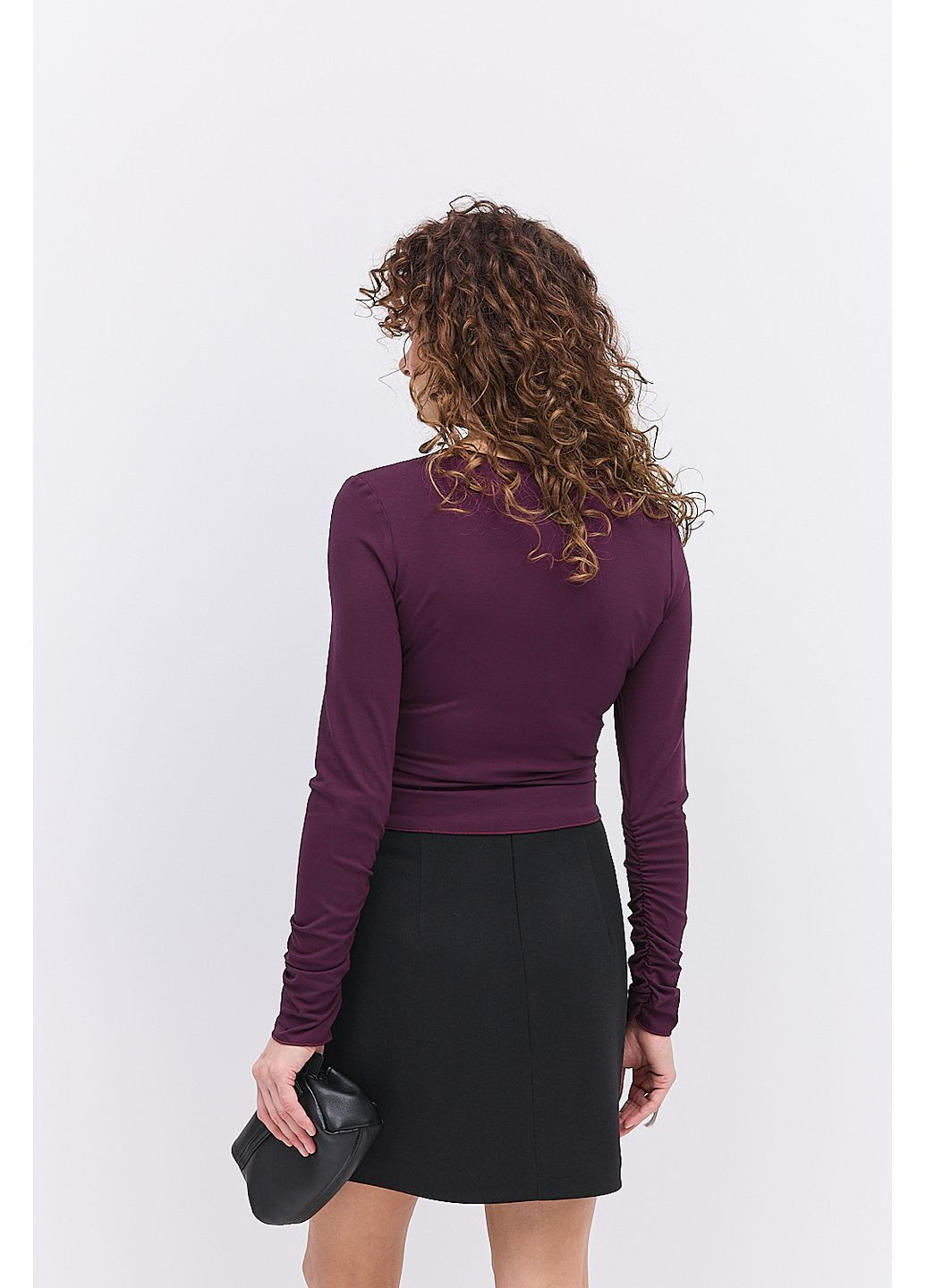 Лонгслив серый с драпировкой на рукавах внизу Arjen (364967475)