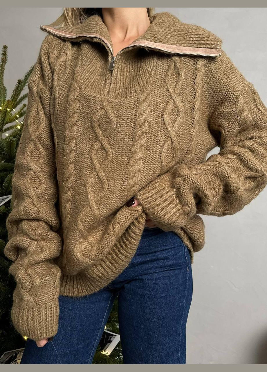 Кавовий зимовий свитер 3934 No Brand