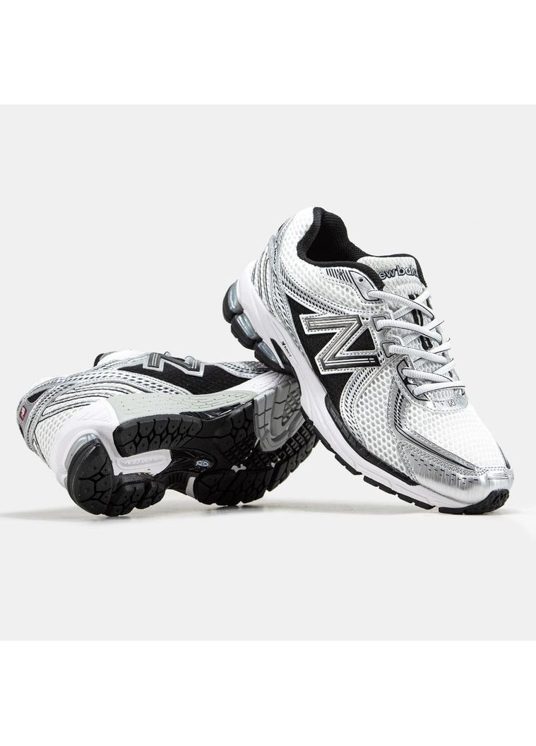 КРОССОВКИ ЖЕНСКИЕ NEW BALANCE 860V2. WHITE SILVER НЬЮ БЕЛАНС 860V No Brand белые демисезоны (368854892)