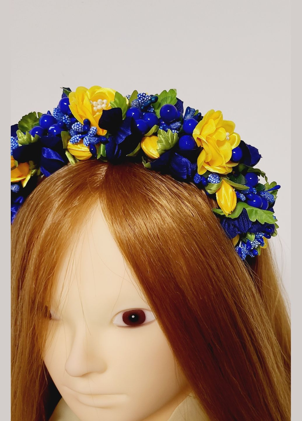 Венчик-обруч на голову ручной работы с желто-синими цветами. Hand Made (316091117)
