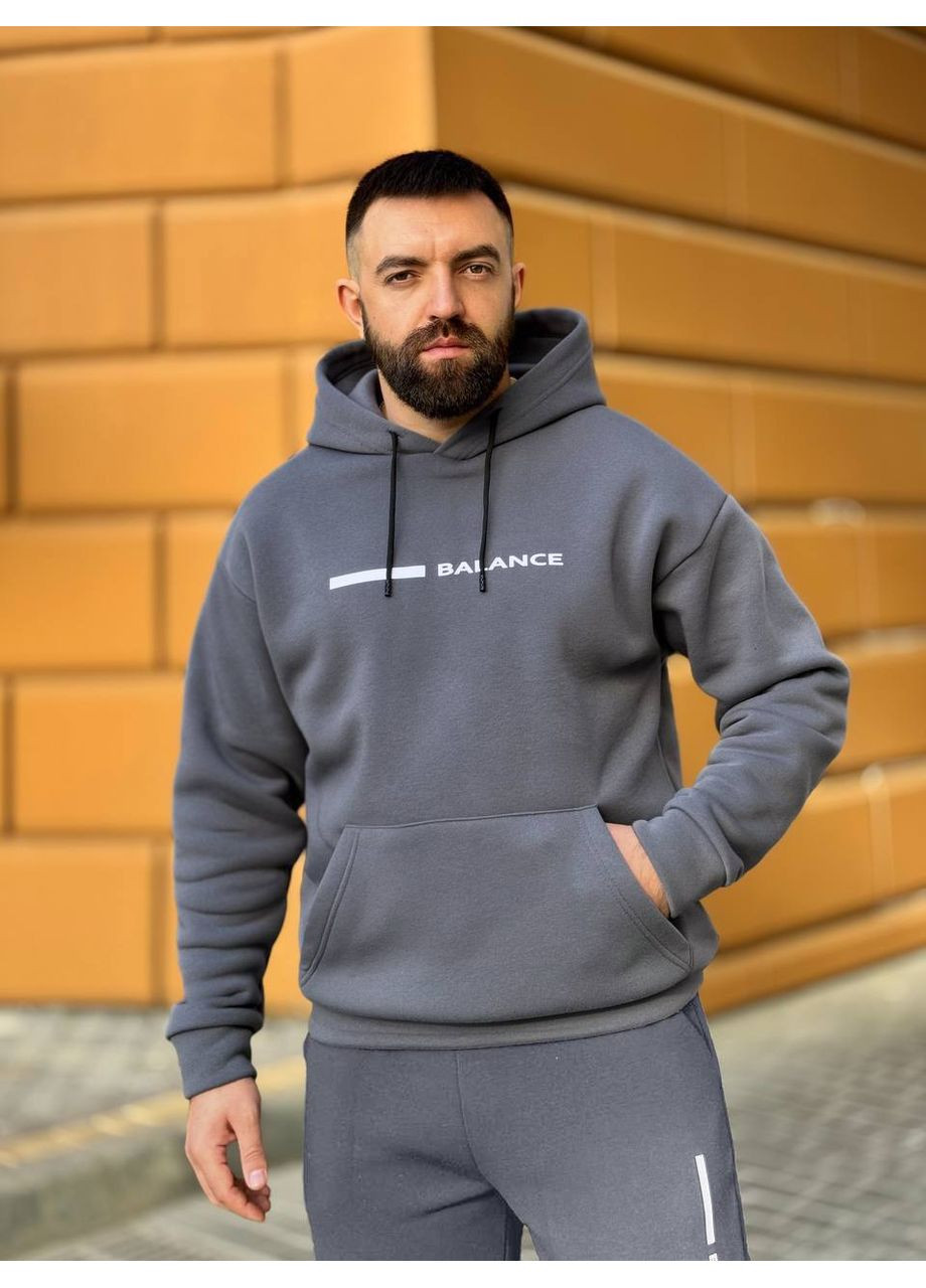 Теплый мужской костюм с надписью графитового цвета 35071 Fashion (363022112)