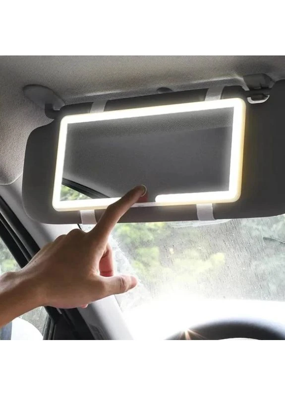 Зеркало на козырёк автомобиля прямоугольное с LED подсветкой и аккумулятором сенсорное No Brand (360531915)
