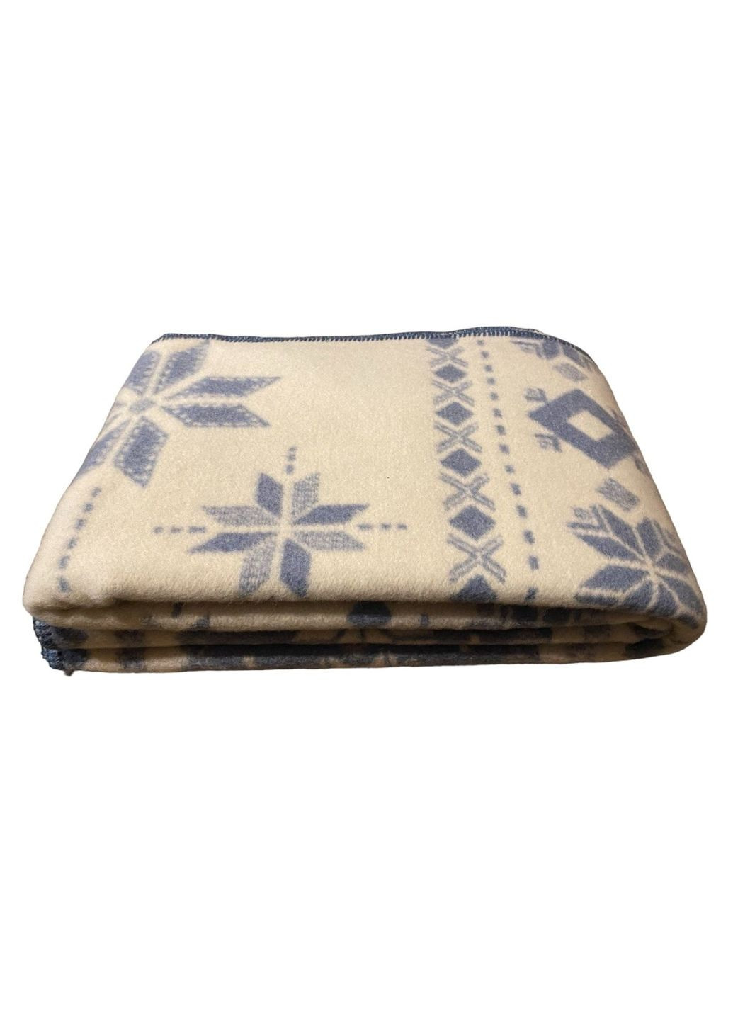 Одеяло жаккардовое шерстяное Снежинки бело-серо-голубое 140х205 Vladi (283299300)