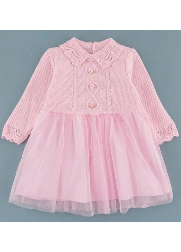 Світло-рожева дитяча святкова сукня для дівчинки рожевого кольору з в’язаним верхом і фатиновою спідницею Becol (362604214)